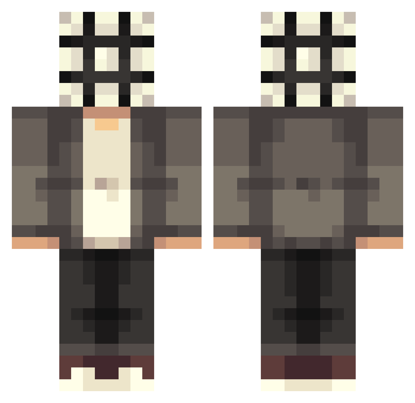 Sebasz8 Minecraft skin, front and back view