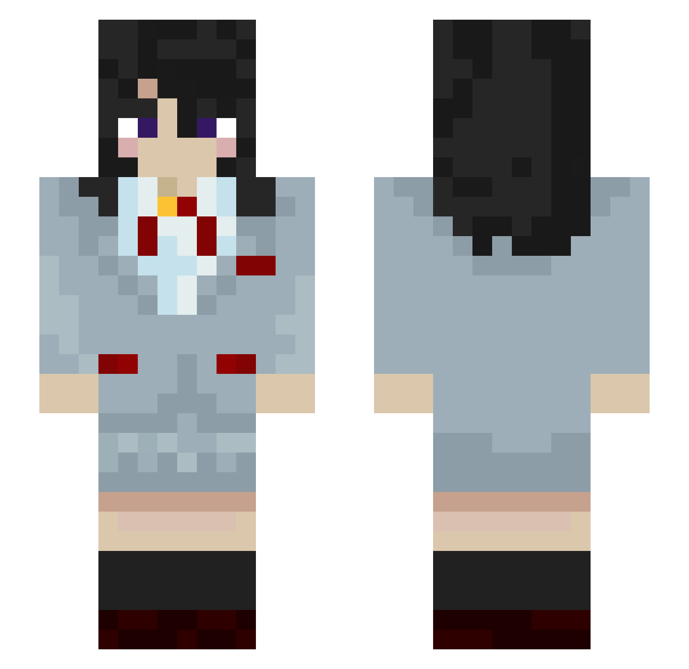 wiilix Minecraft skin, front and back view