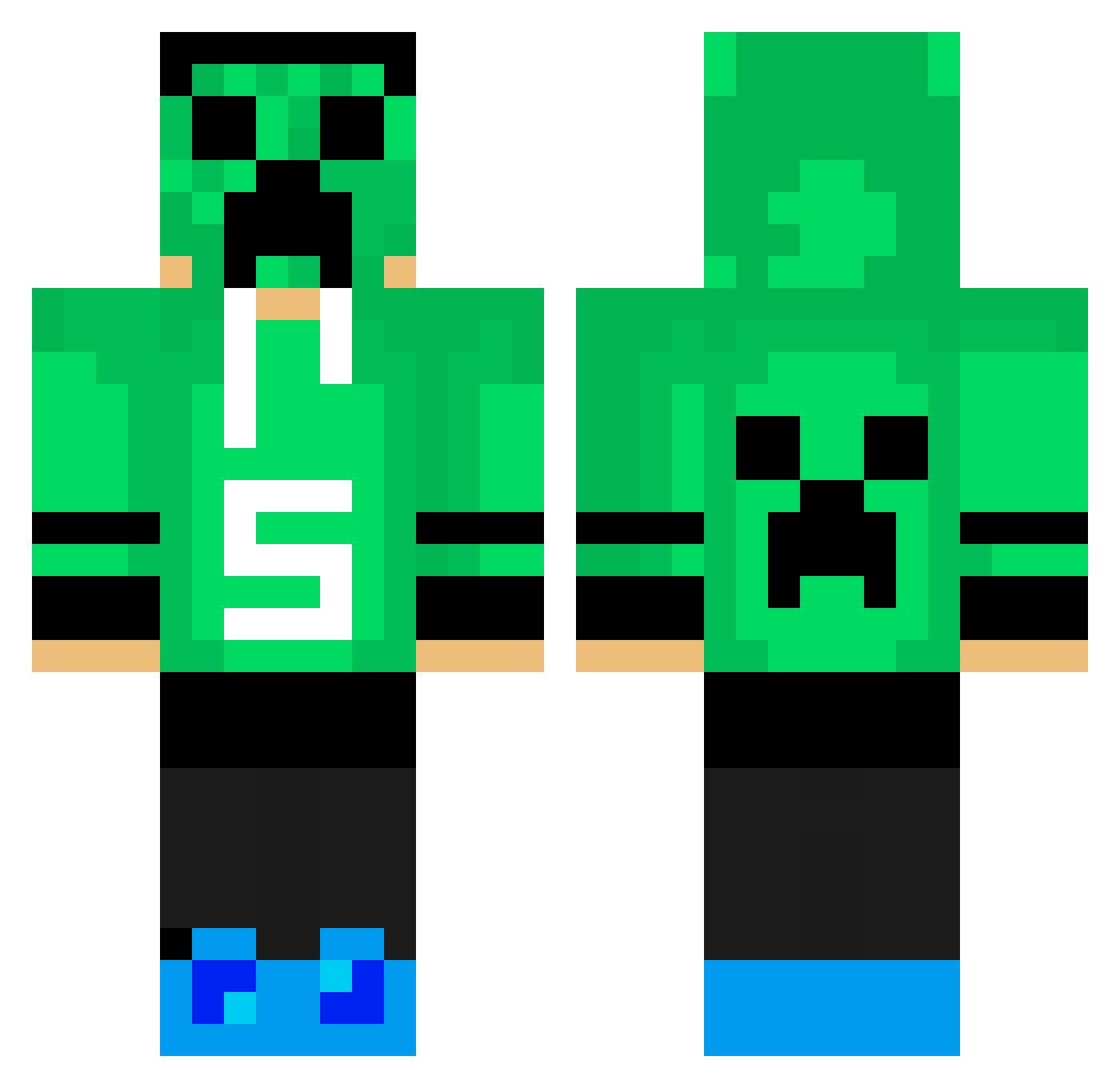 Spy1r Minecraft skin, front and back view