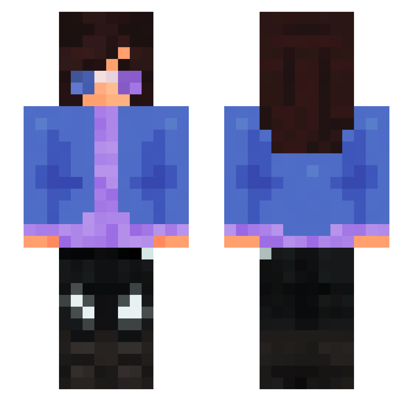 Fharetti Minecraft skin, front and back view