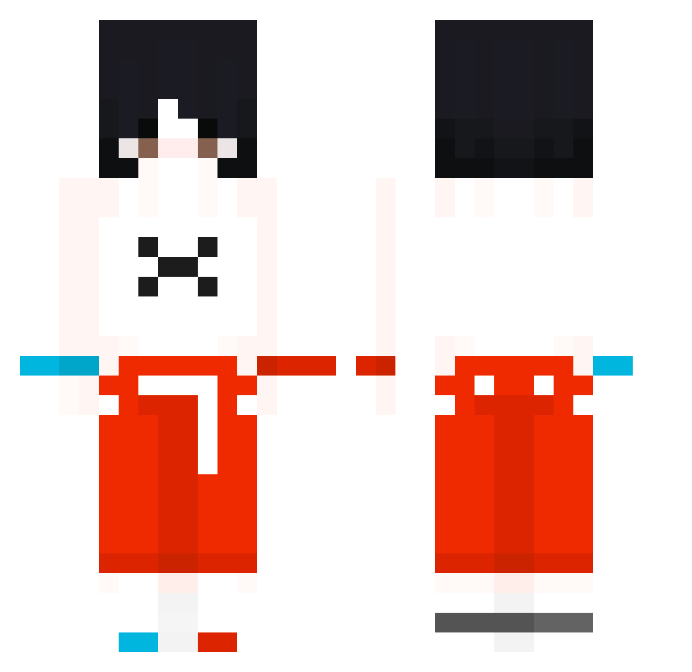 sorrynossd Minecraft skin, front and back view