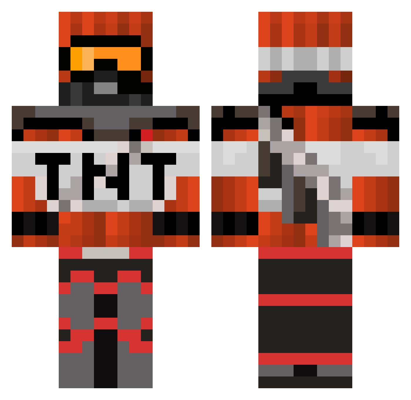 FactionsThrottle Minecraft skin, front and back view