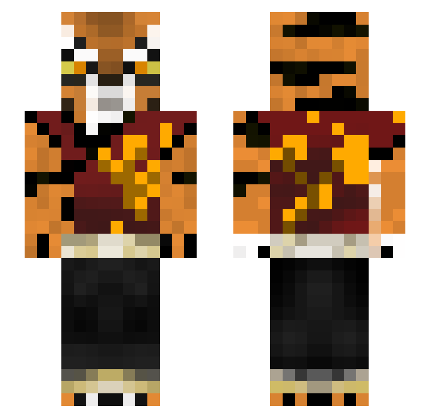 OhMyMemories Minecraft skin, front and back view