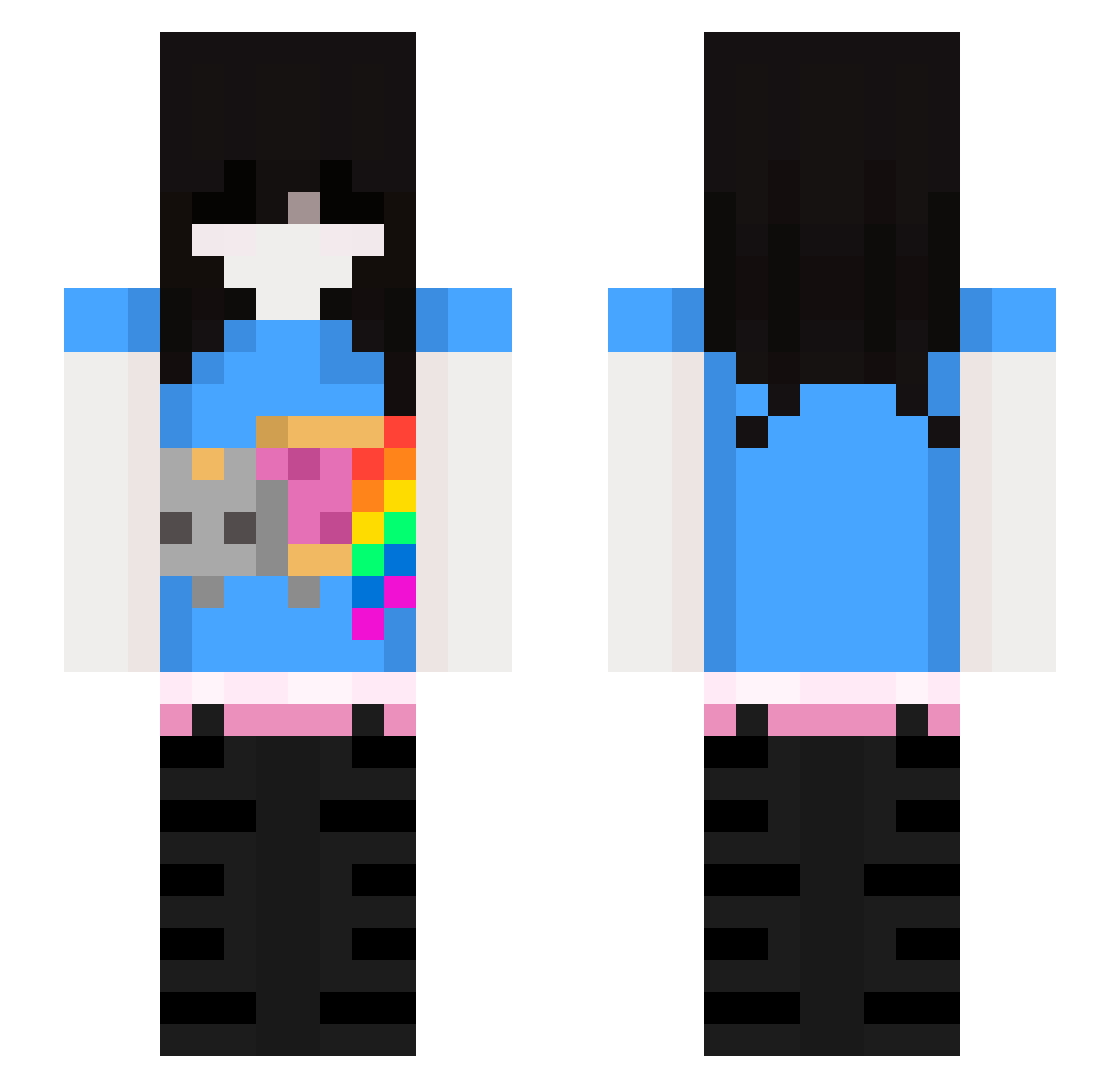sickever Minecraft skin, front and back view