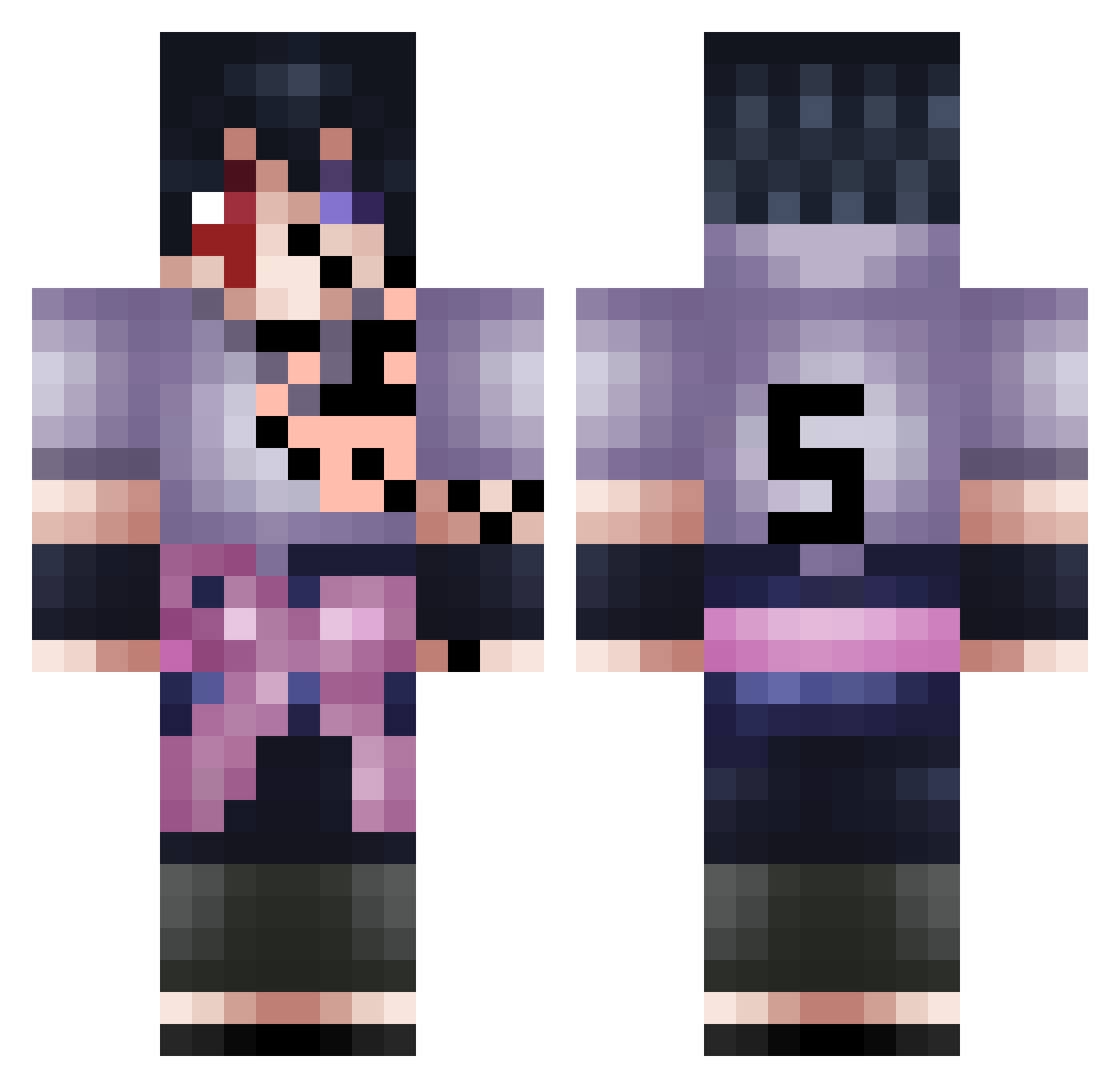reroll Minecraft skin, front and back view