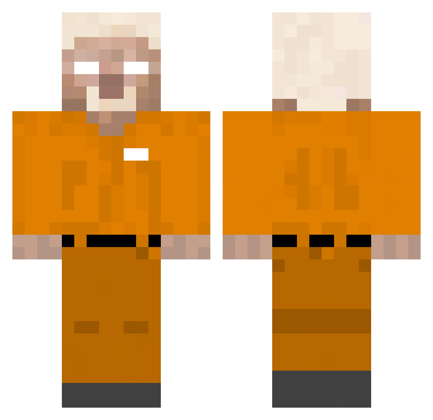 KKYES100 Minecraft skin, front and back view