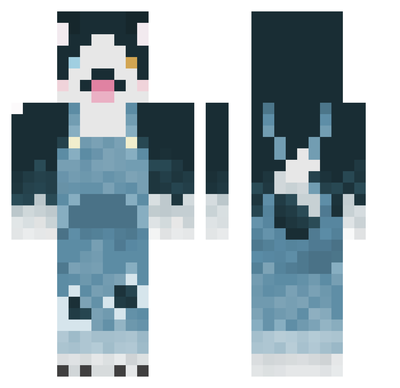 KlusiaPusia Minecraft skin, front and back view