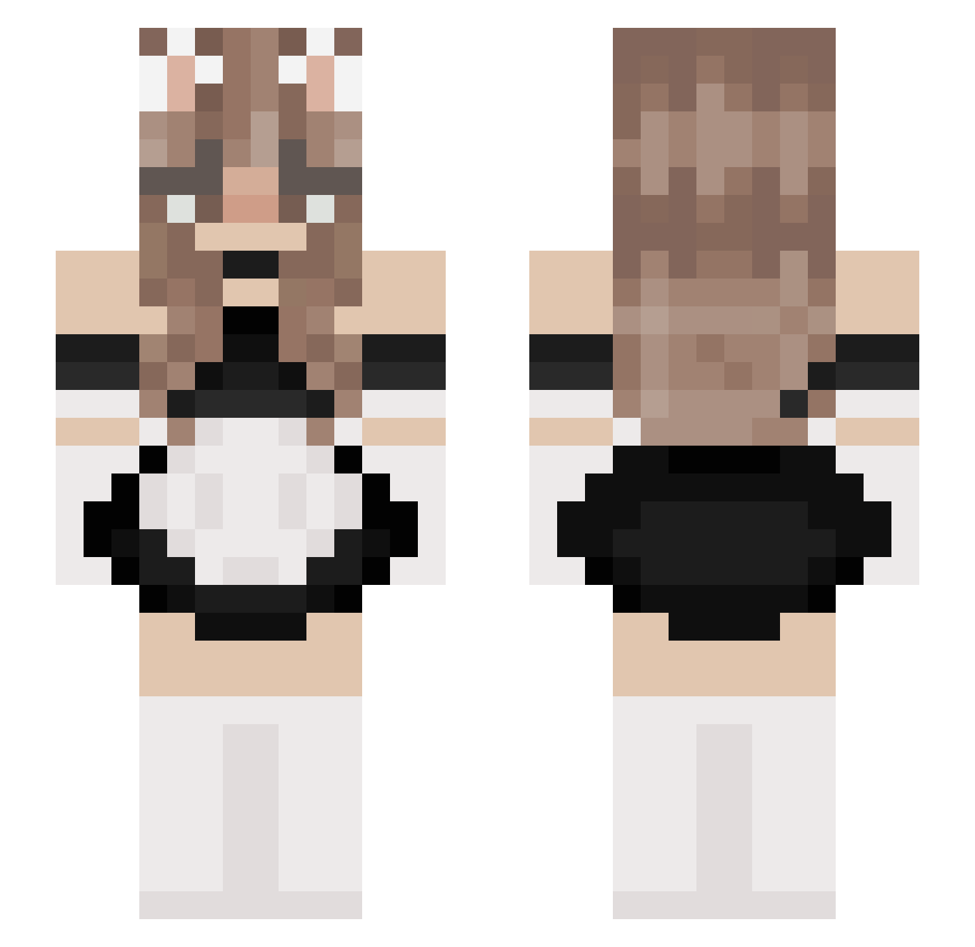 RainFlame Minecraft skin, front and back view