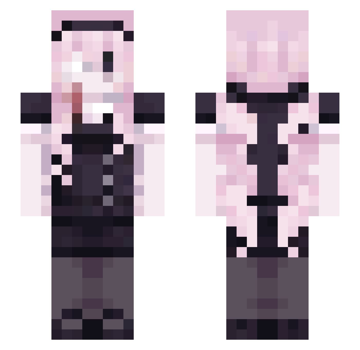 Witcherry Minecraft skin, front and back view