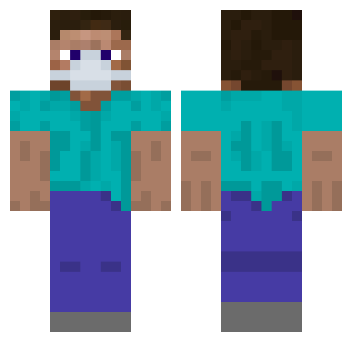 Delenchi Minecraft skin, front and back view