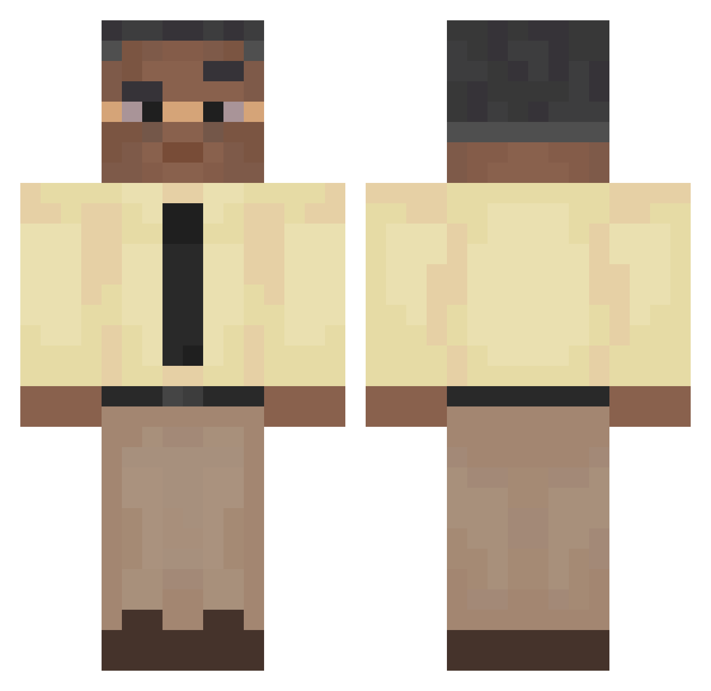 Fingoshh Minecraft skin, front and back view