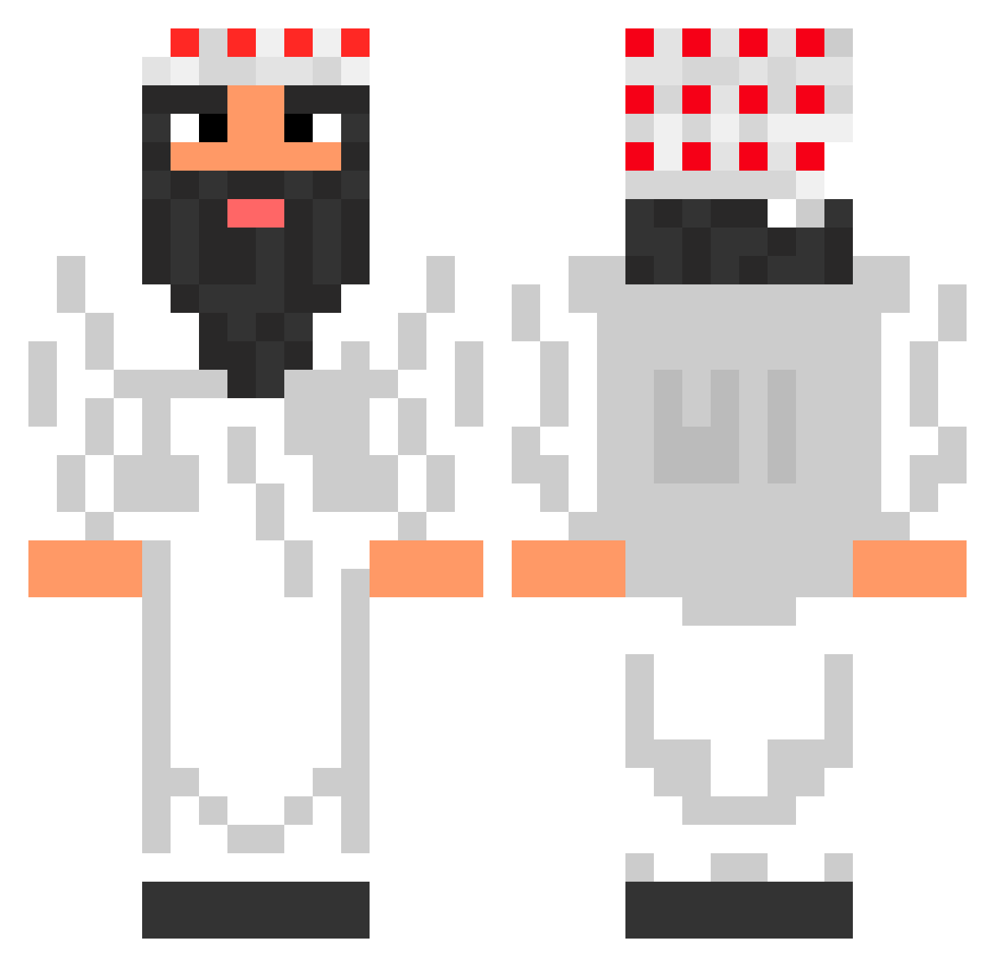 fienom Minecraft skin, front and back view