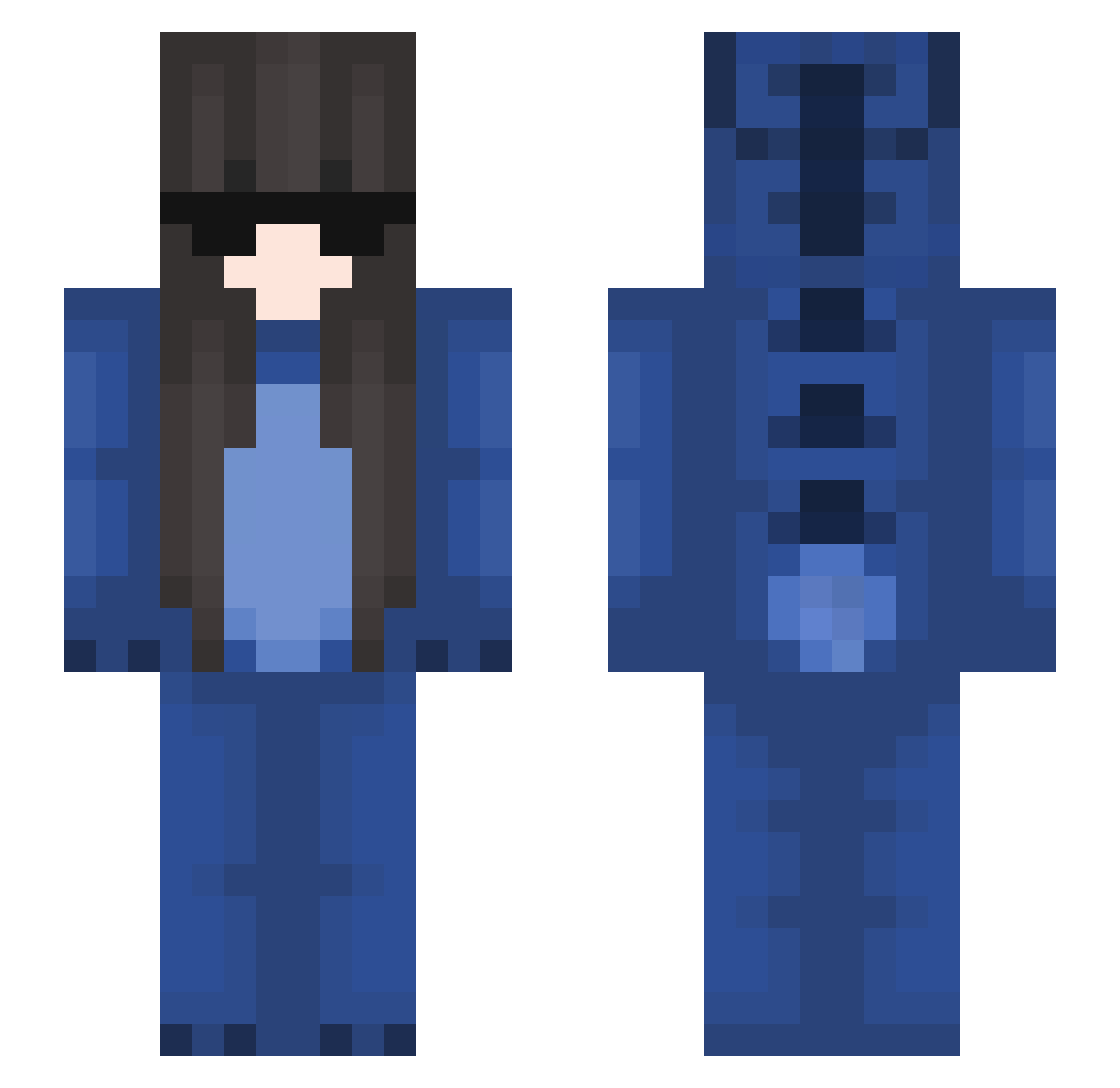 Mayfii Minecraft skin, front and back view