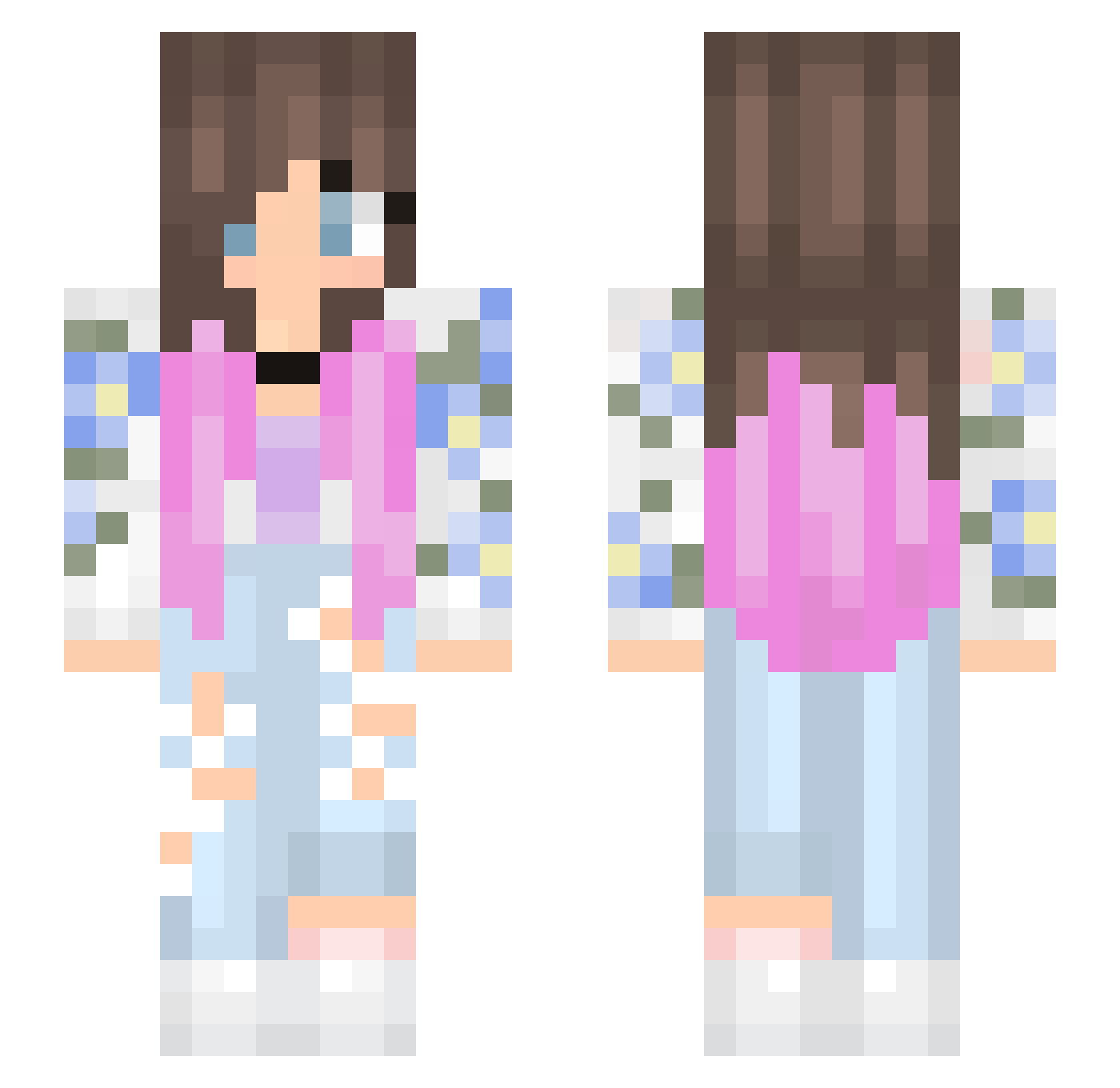 Chickie Minecraft skin, front and back view