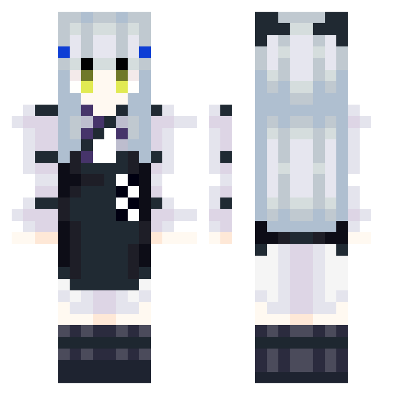 Zombiluv Minecraft skin, front and back view