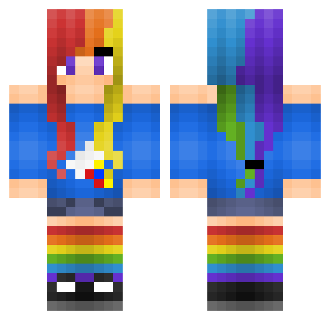 JokingRacer Minecraft skin, front and back view