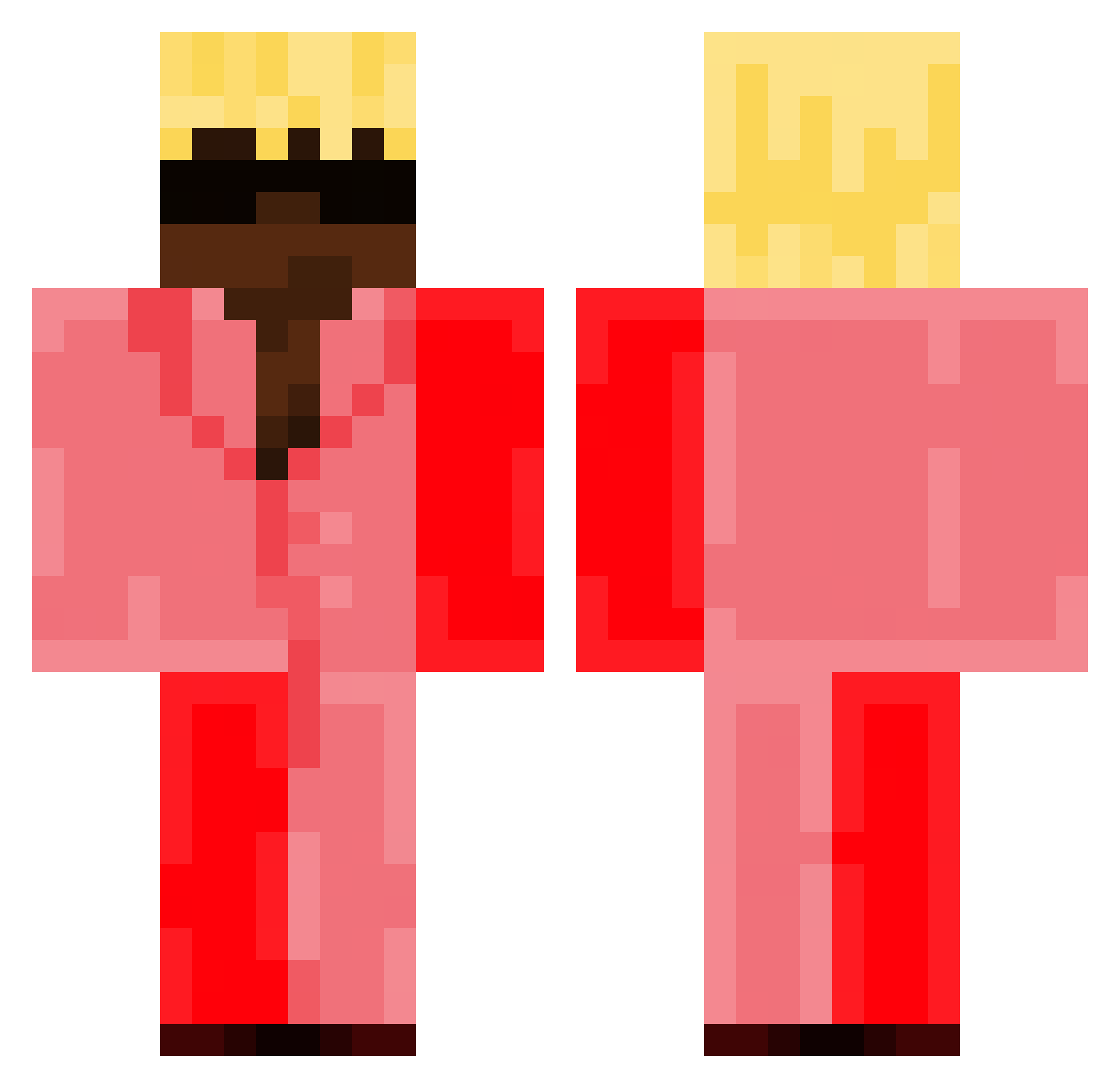 IncapabilityX Minecraft skin, front and back view