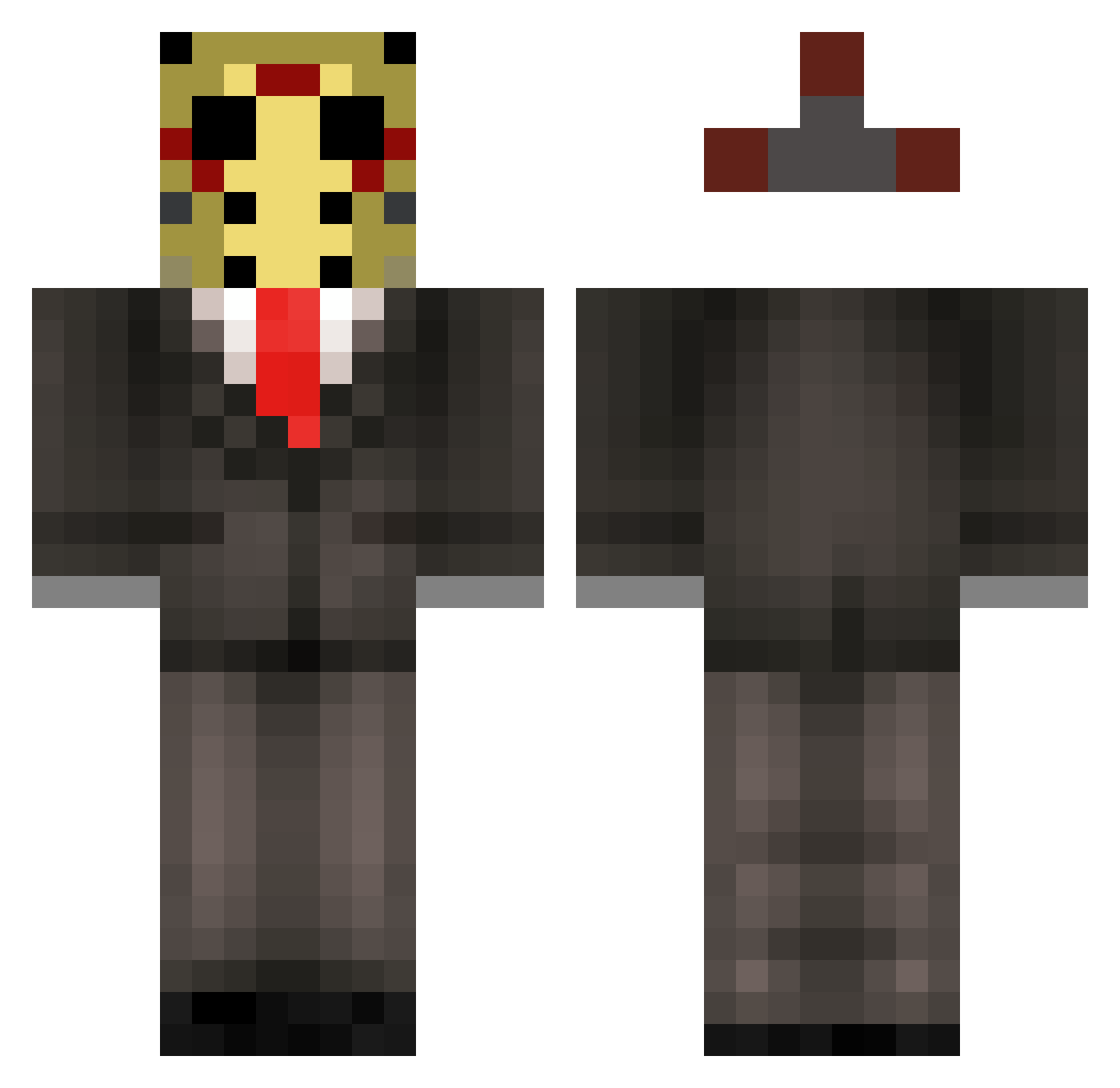 Panzes Minecraft skin, front and back view