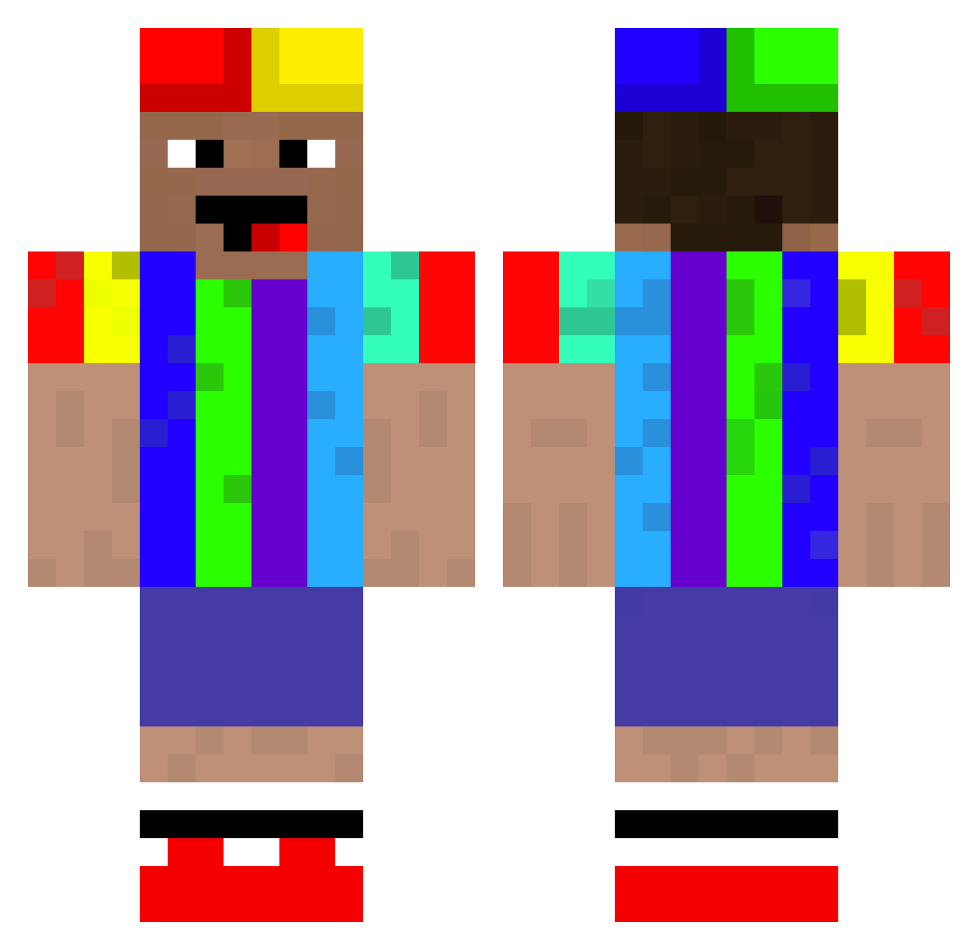 kisslxta Minecraft skin, front and back view