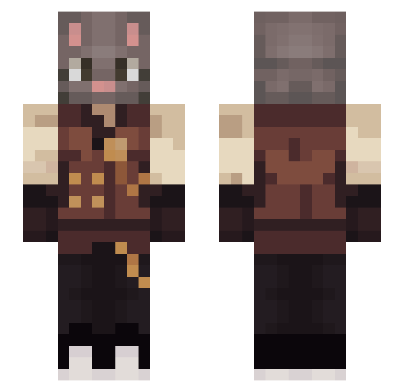ZUR1KAT4 Minecraft skin, front and back view
