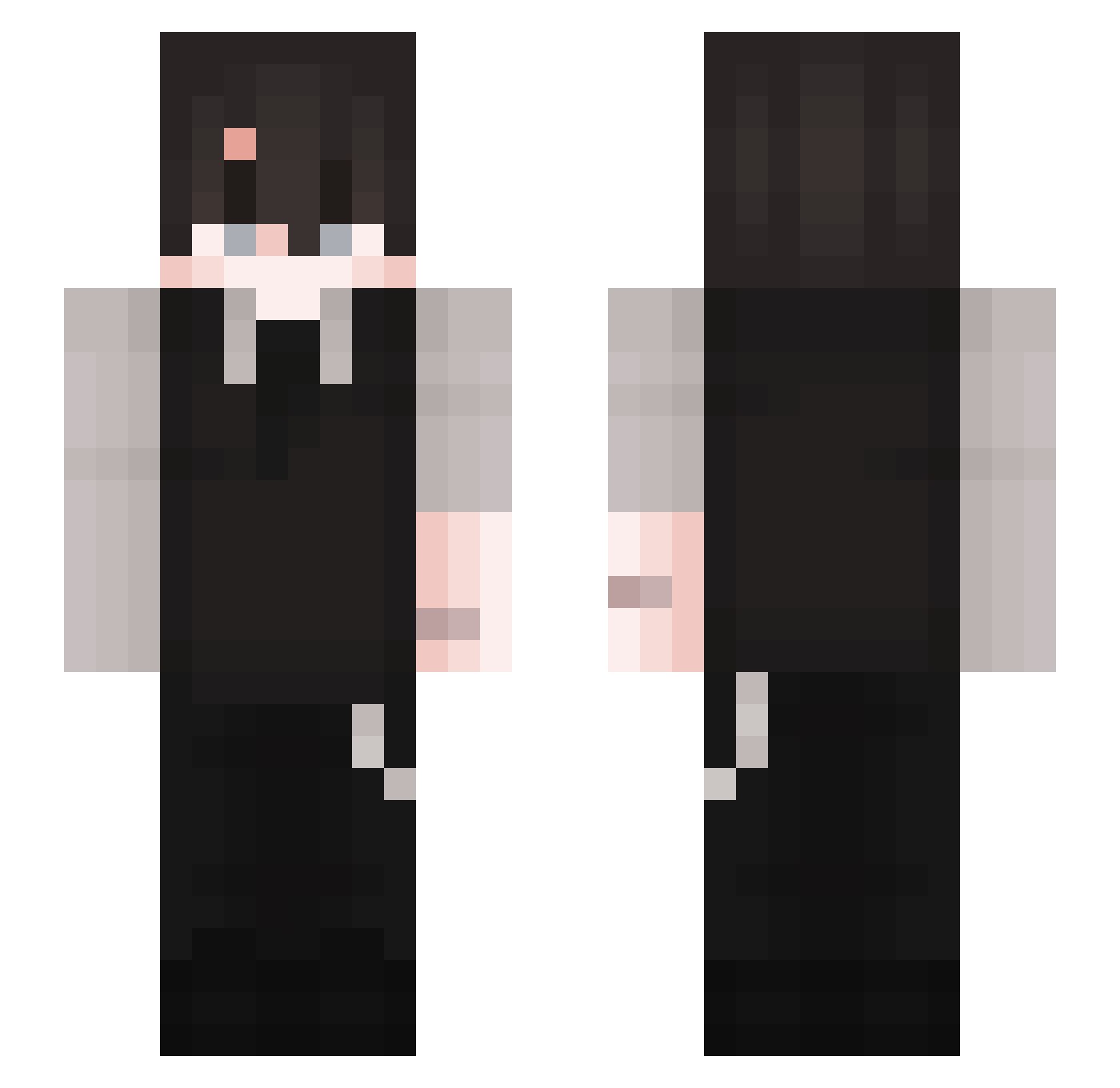 VoidedLoney Minecraft skin, front and back view