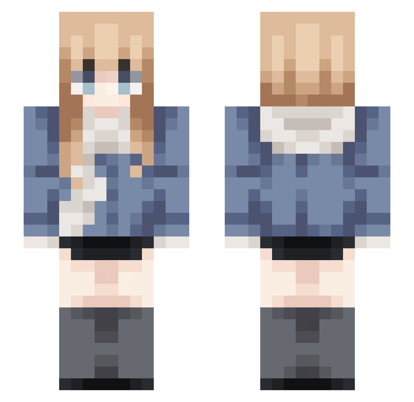 heySorah Minecraft skin, front and back view