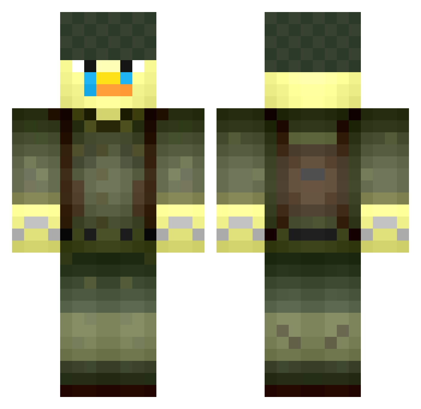 Chicky Minecraft skin, front and back view