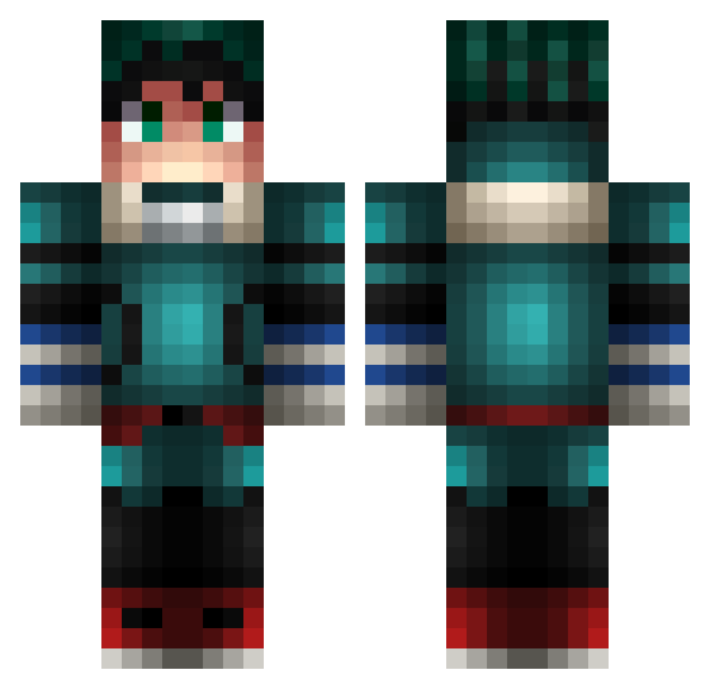 _Lockness Minecraft skin, front and back view