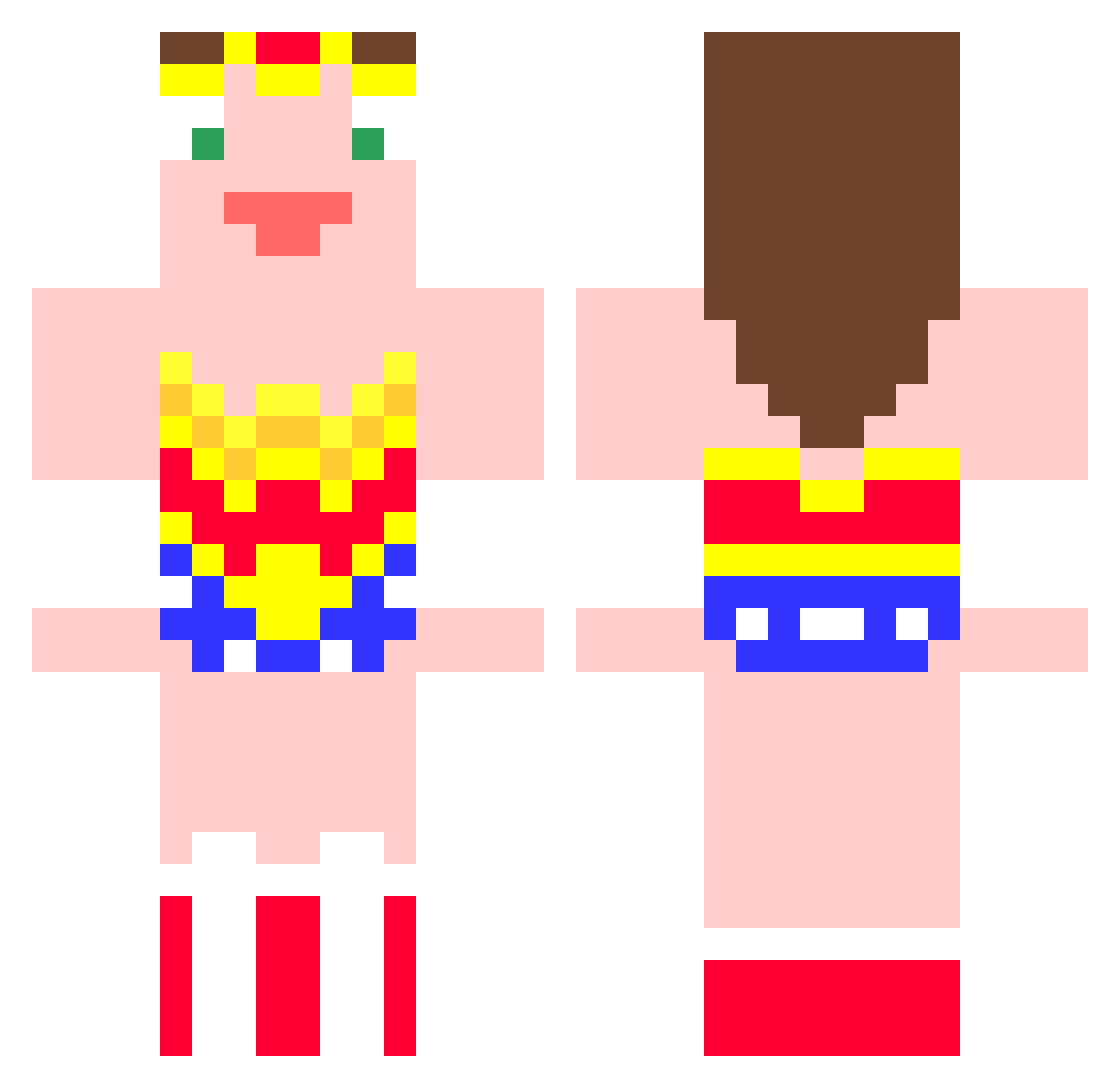 Alala Minecraft skin, front and back view