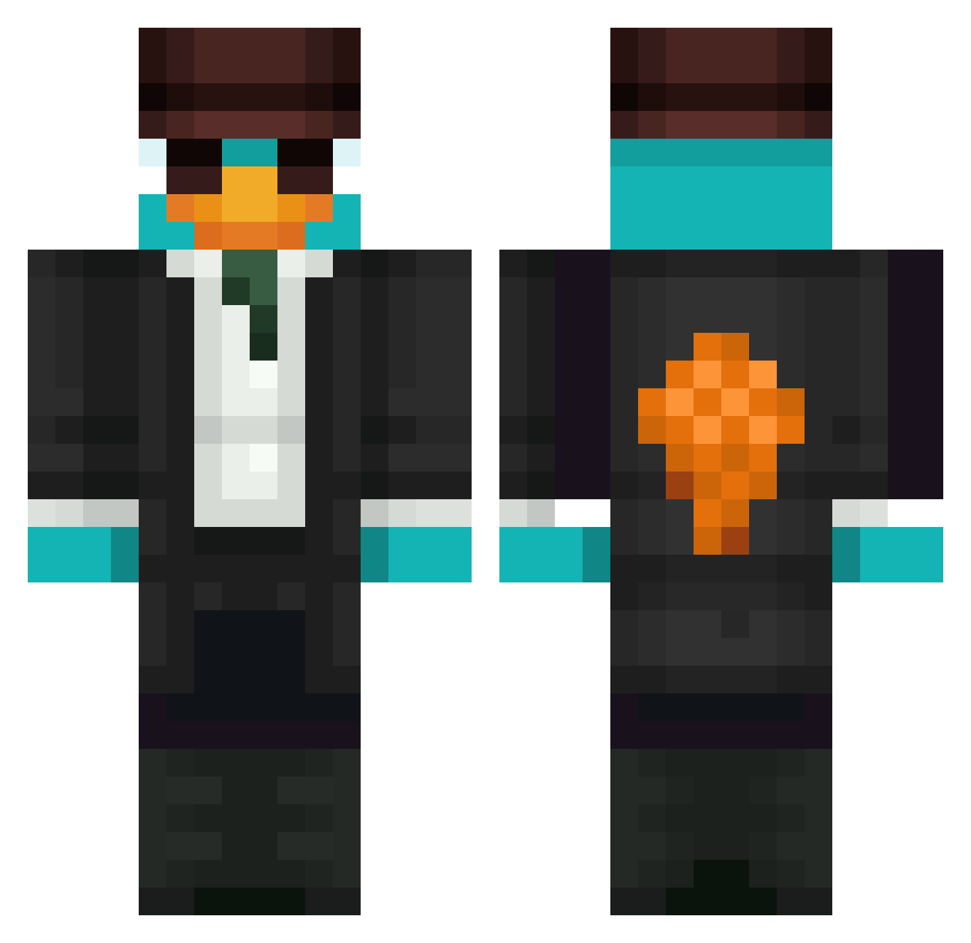 KoobNot Minecraft skin, front and back view