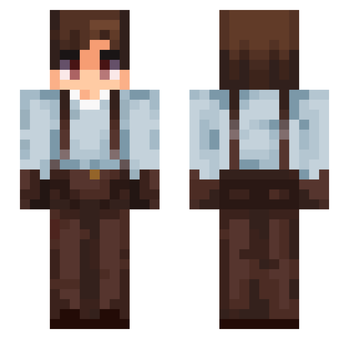 Yesflute Minecraft skin, front and back view
