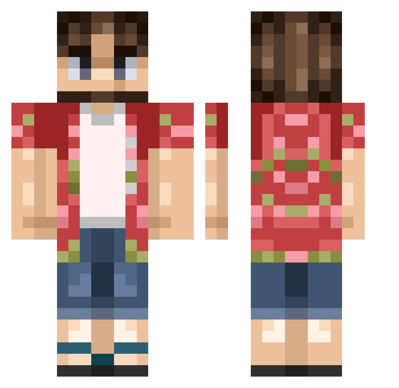 racfeeer Minecraft skin, front and back view