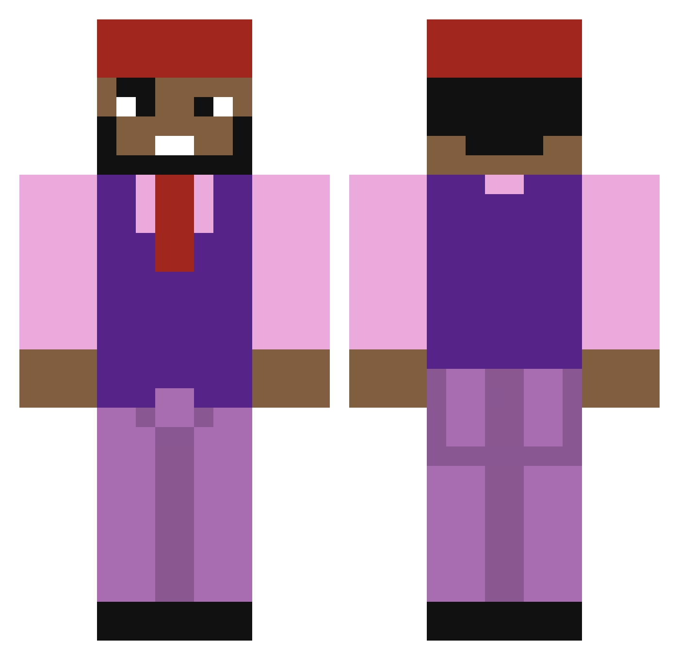 ReiMendingo Minecraft skin, front and back view
