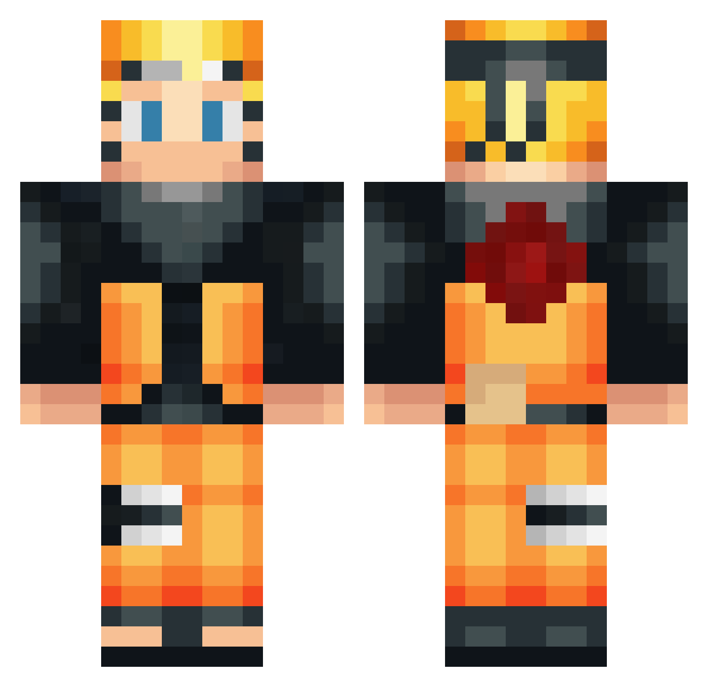 GTEau Minecraft skin, front and back view