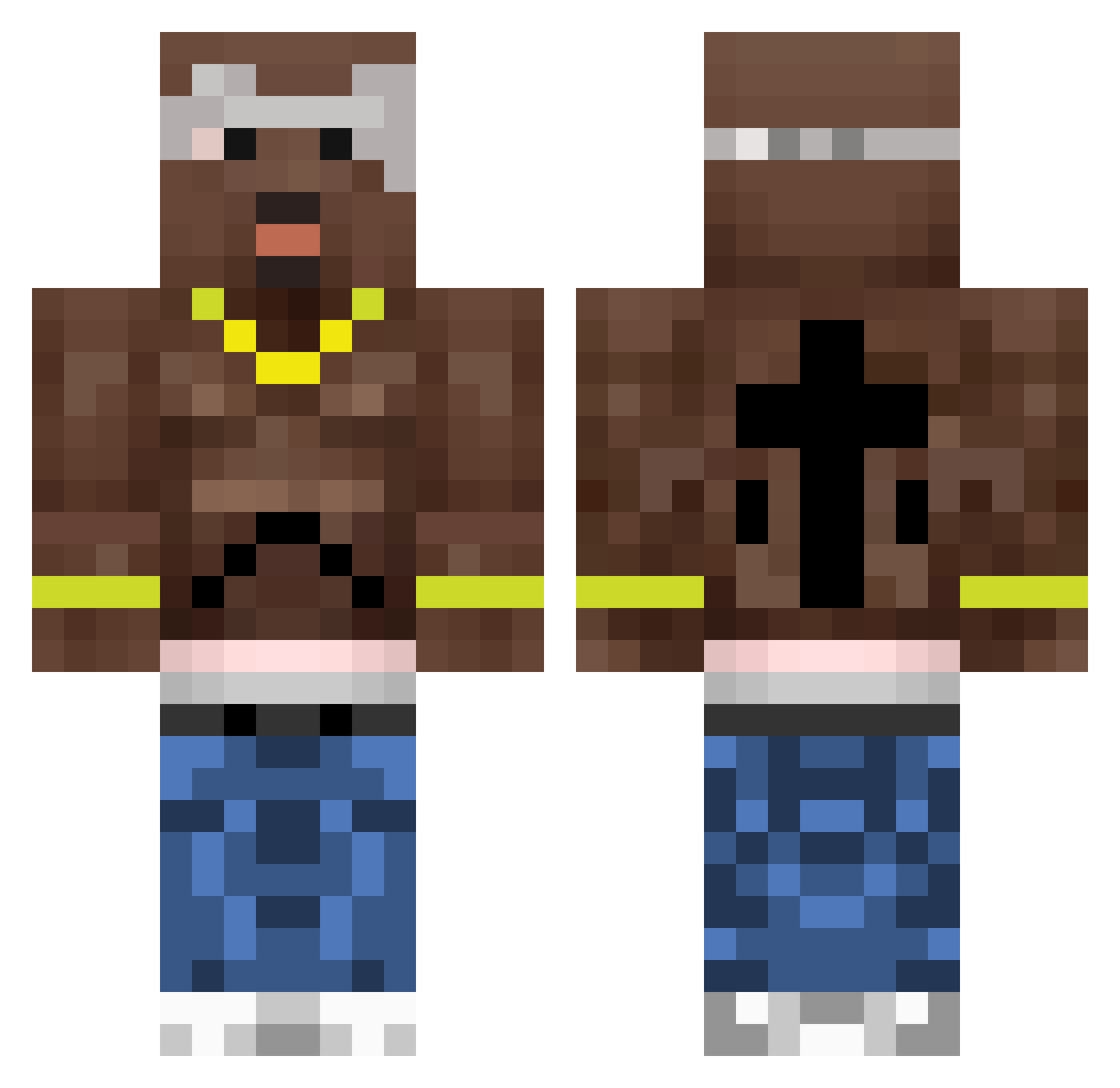 FuzzyDice6 Minecraft skin, front and back view