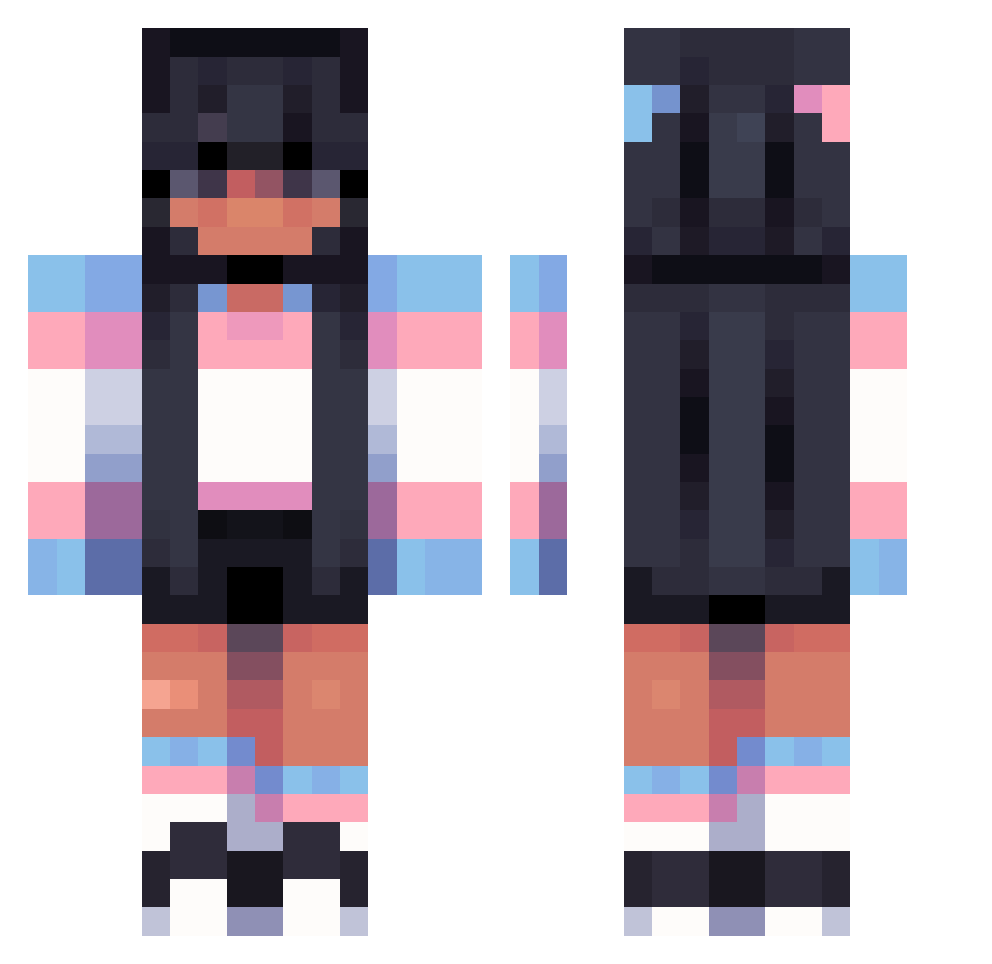 H3is3nb3rg123 Minecraft skin, front and back view