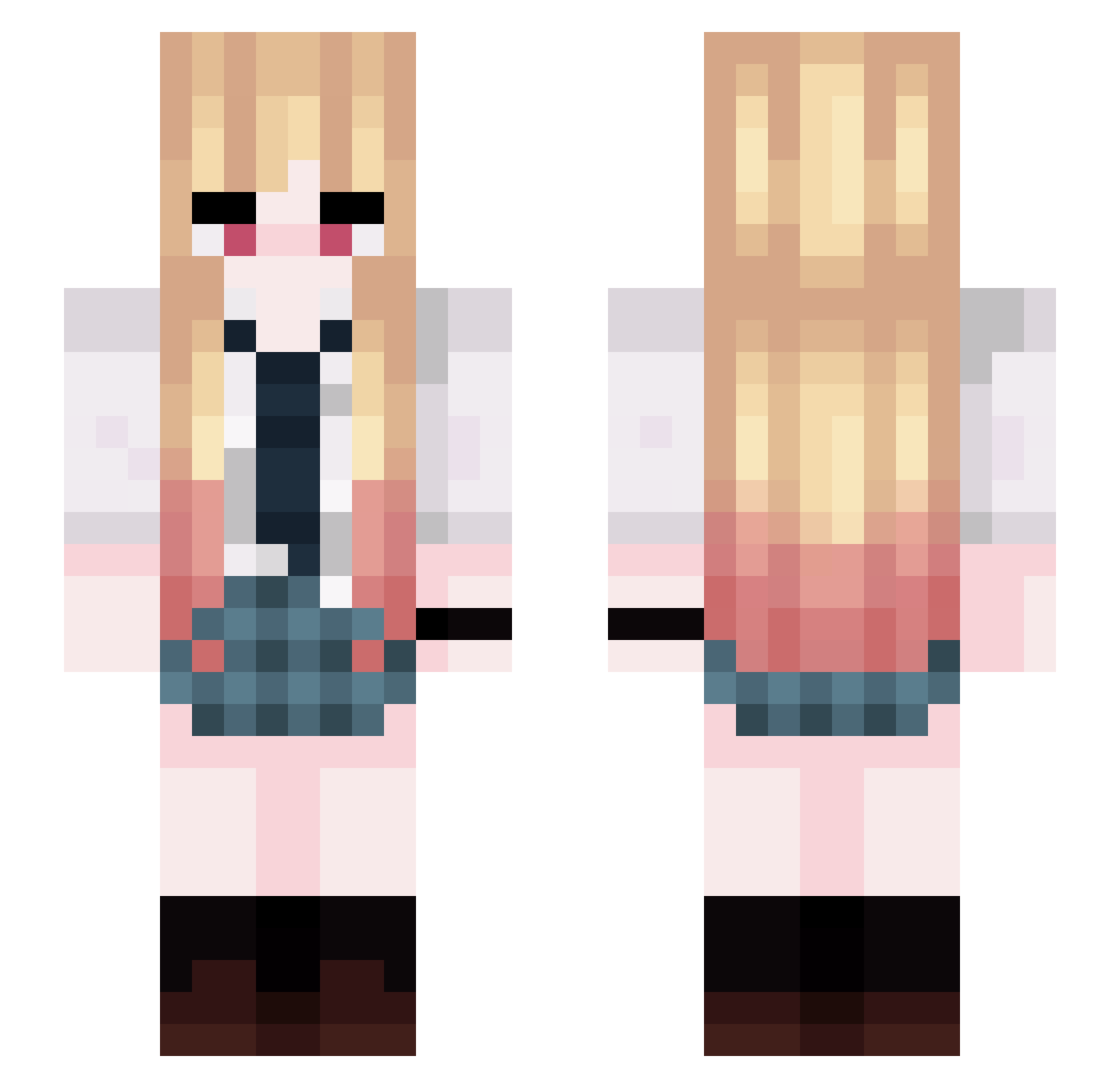 SaeVrfs Minecraft skin, front and back view