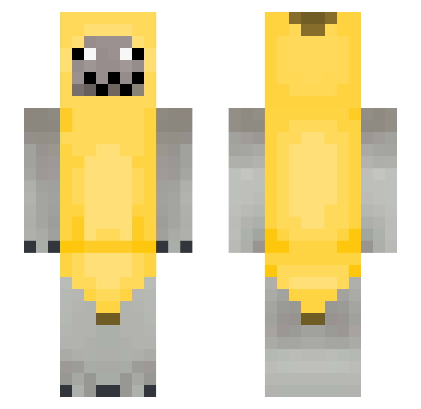 xyoraq Minecraft skin, front and back view