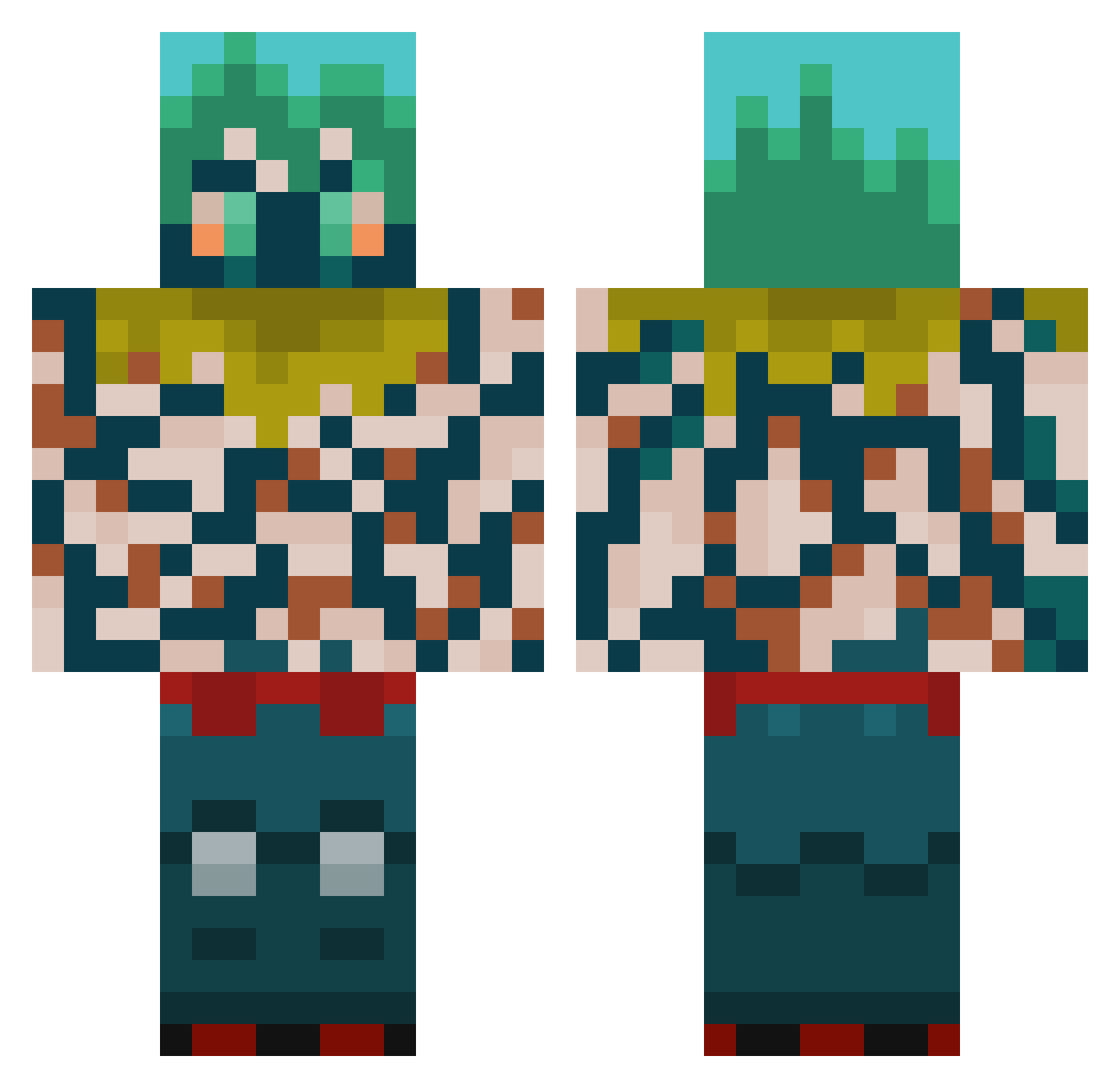 MightShift Minecraft skin, front and back view