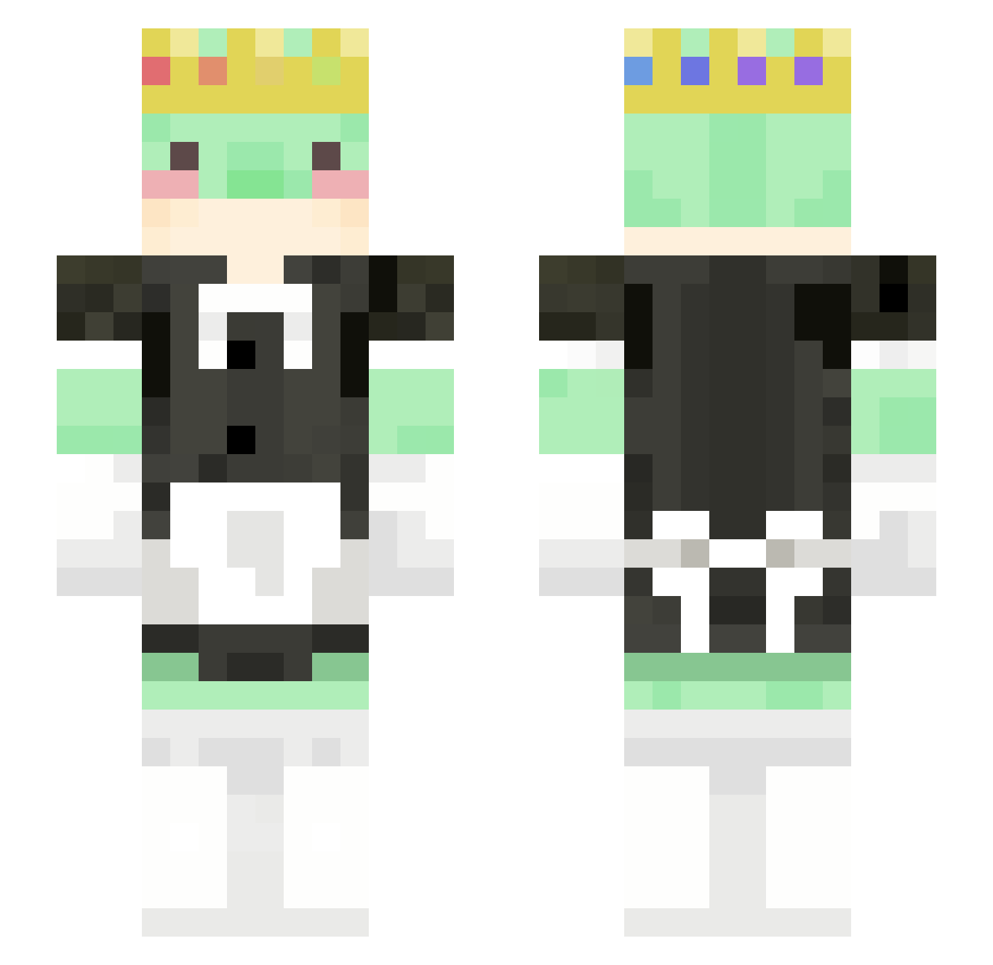 slimenose Minecraft skin, front and back view