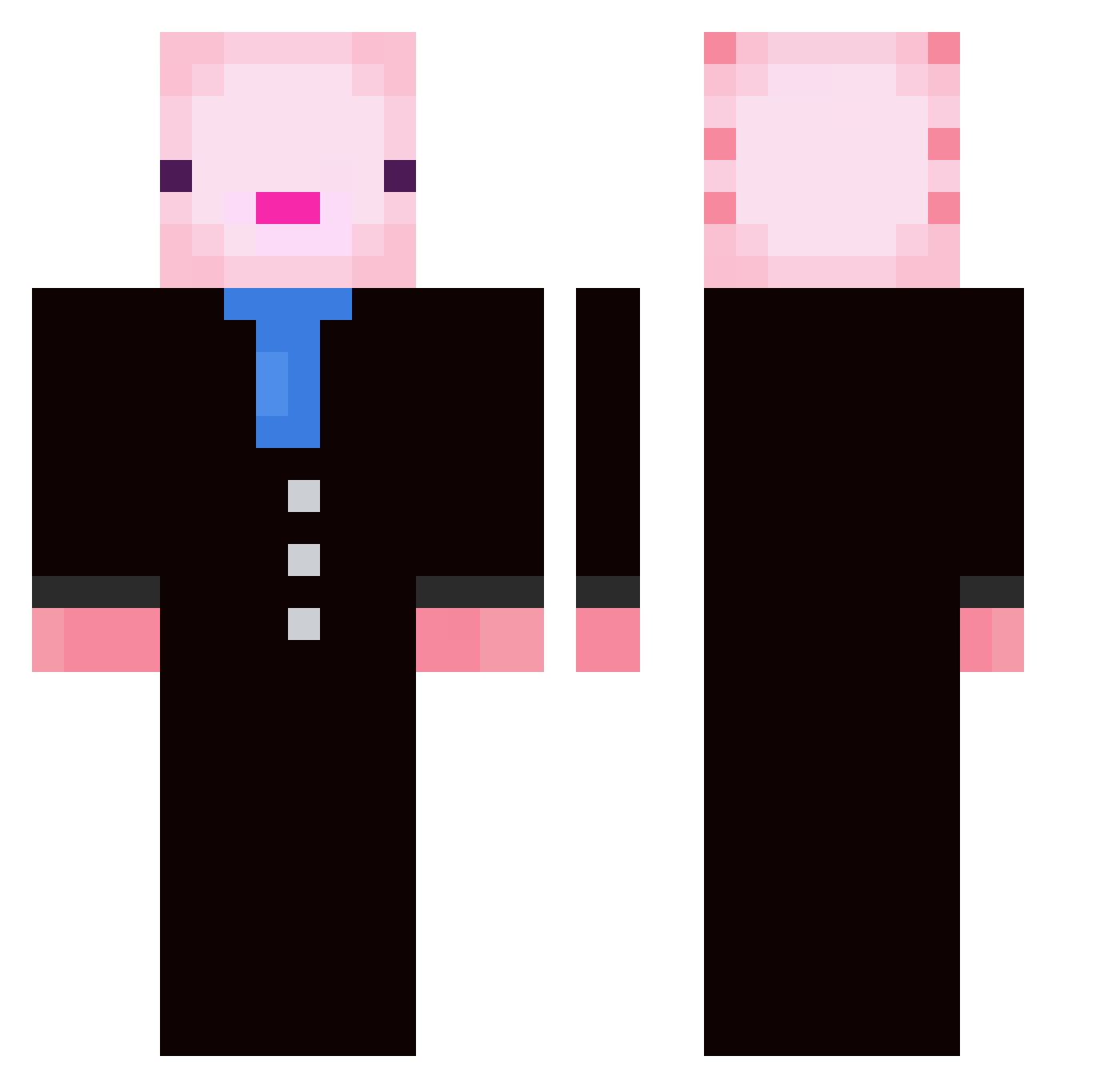 Pebblly Minecraft skin, front and back view