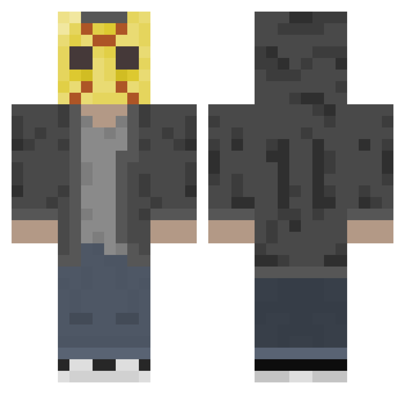 OrangeNavy206 Minecraft skin, front and back view