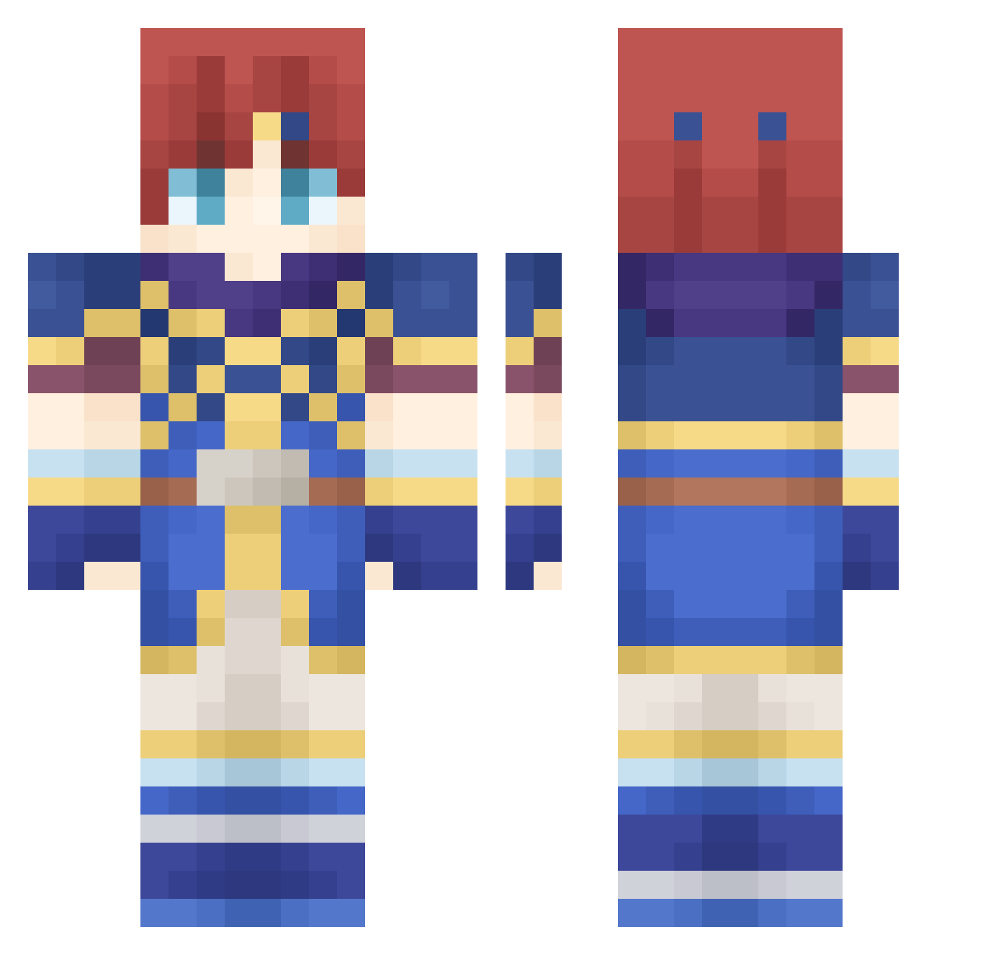 Zorves Minecraft skin, front and back view