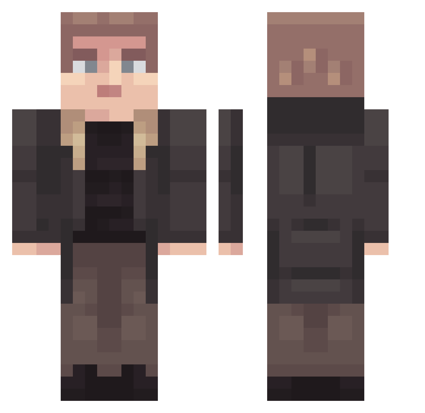 Spacetimezone Minecraft skin, front and back view