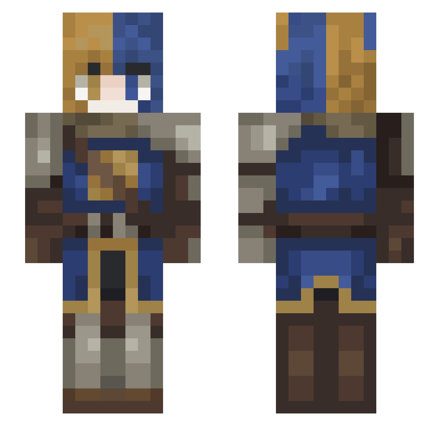 w0omy Minecraft skin, front and back view