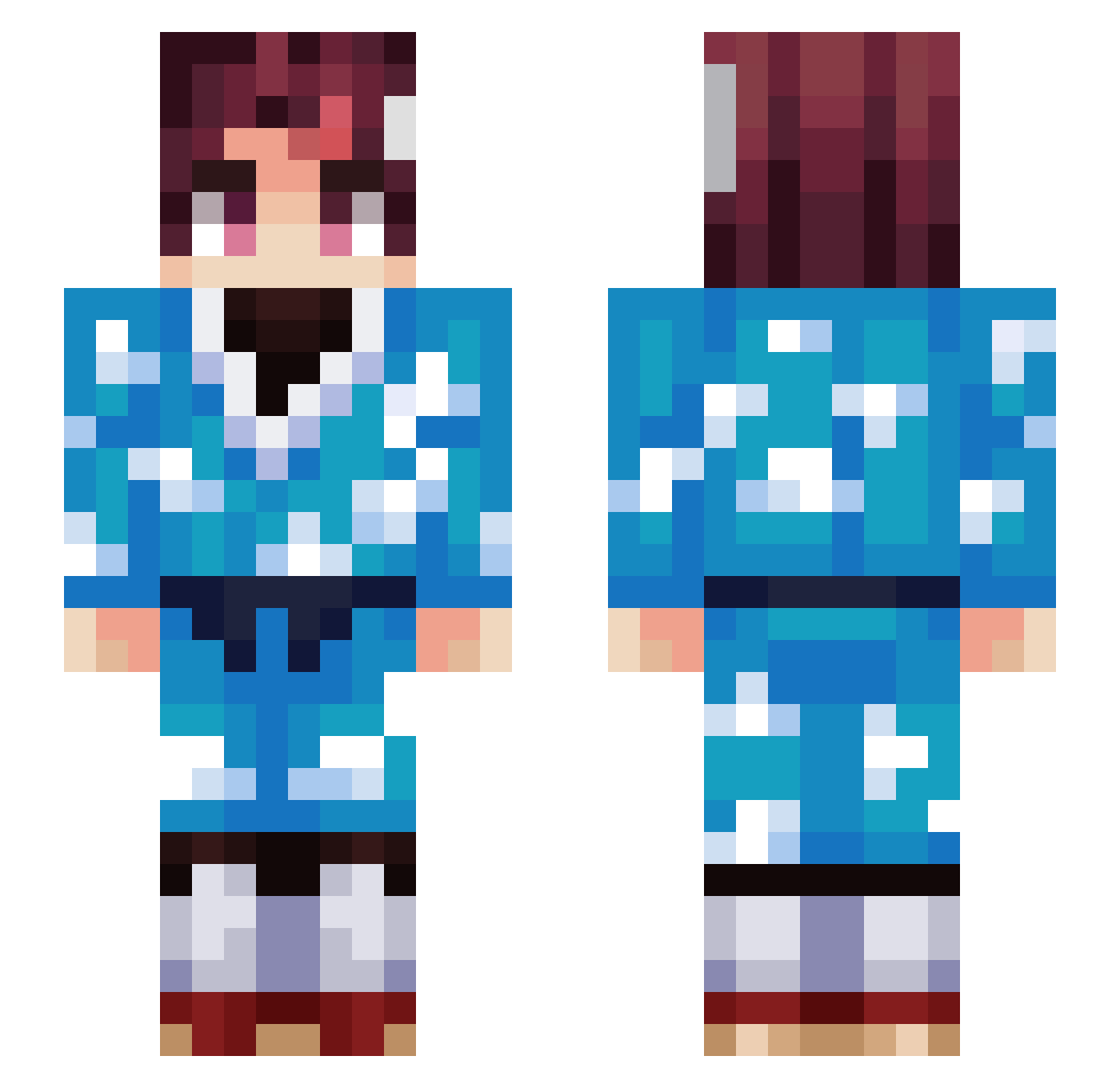 CoralTsunami Minecraft skin, front and back view