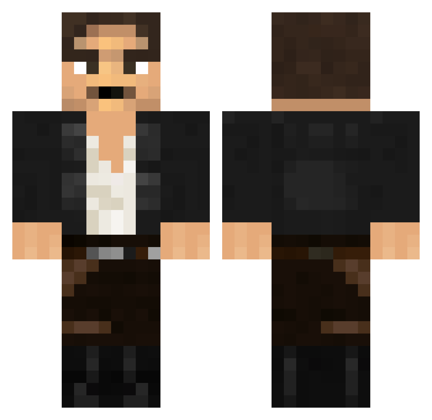 Buseman Minecraft skin, front and back view