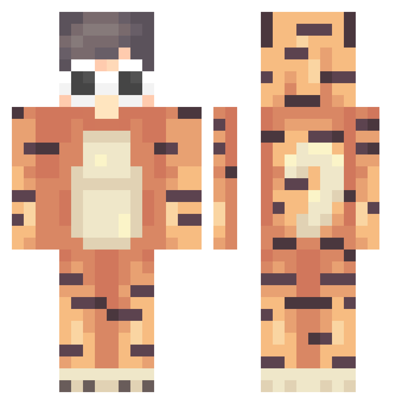 animal Minecraft skin, front and back view