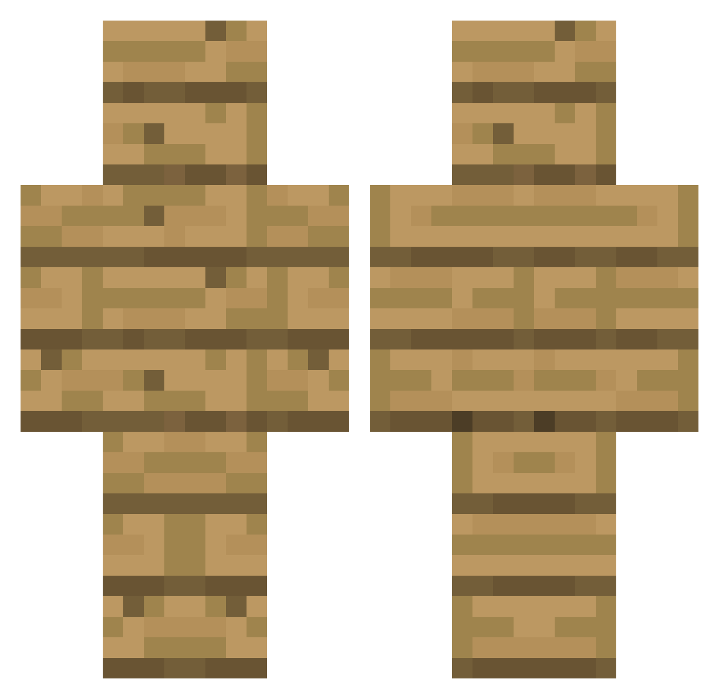 Wood Minecraft skin, front and back view