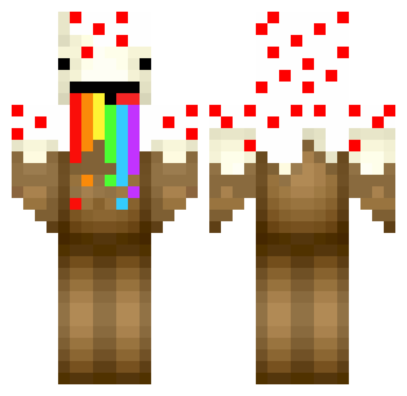 Customized Minecraft skin, front and back view